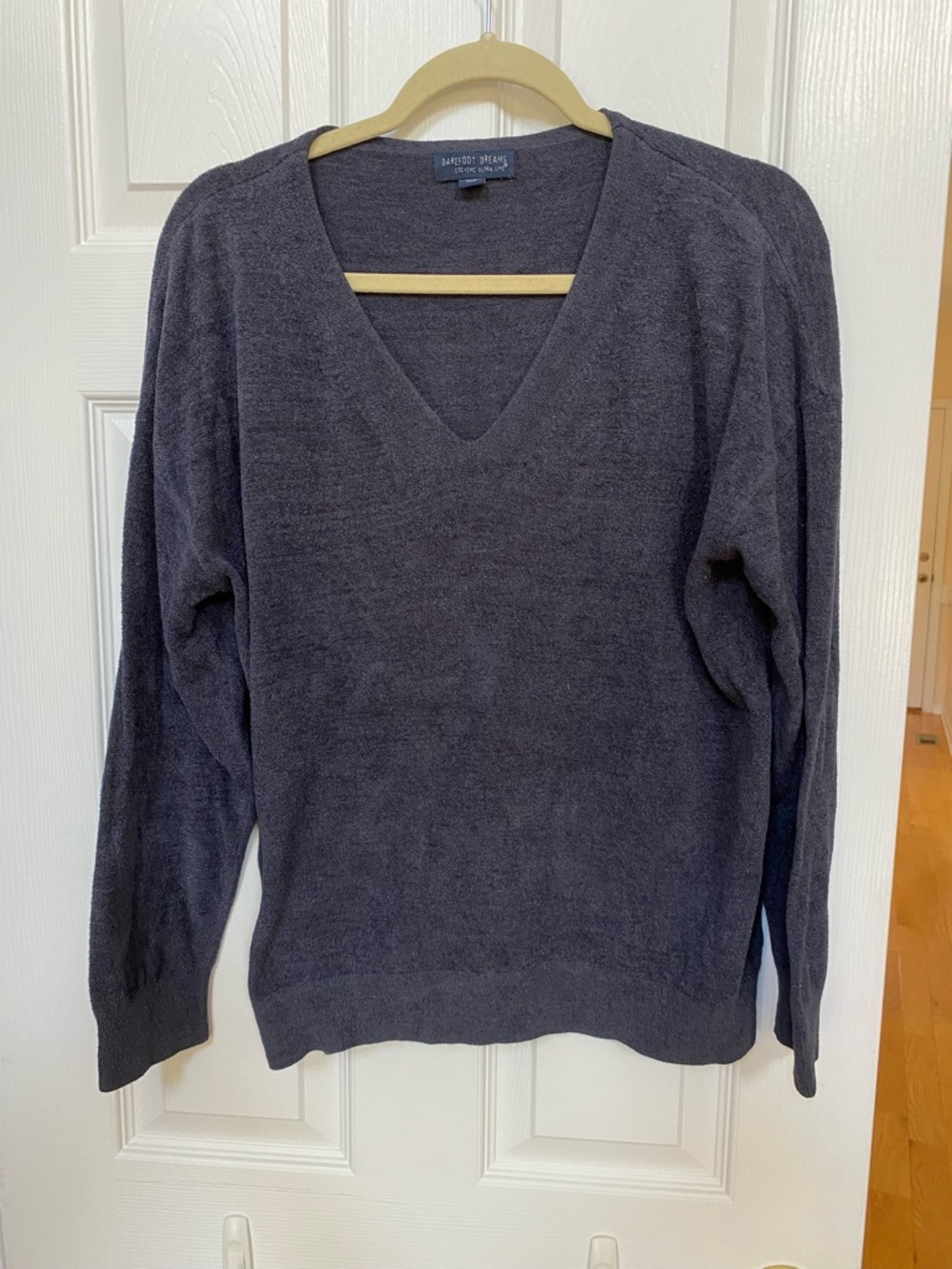 Barefoot Dreams Women's V-Neck Sweater - Charcoal Gray